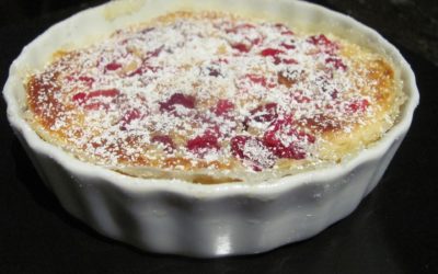 Recette Covifruit : Clafoutis aux framboises et au chocolat praliné